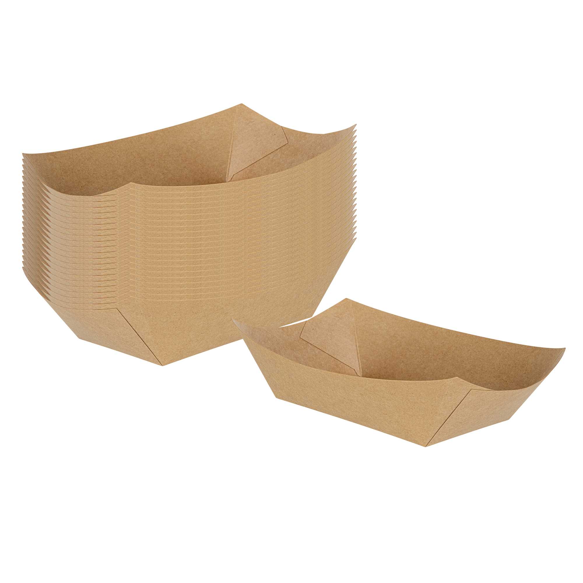Bio Tek 1 lb Kraft Paper #100 Food Tray / Boat - 5 1/2" x 3 1/2" x 2" - 200 count box