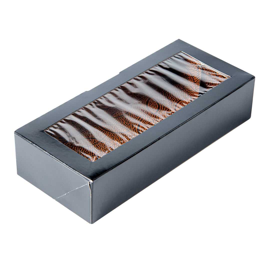 Sakura Vision Black Paper Medium Window Sushi Box - 8" x 3 1/2" x 1 3/4" - 200 count box