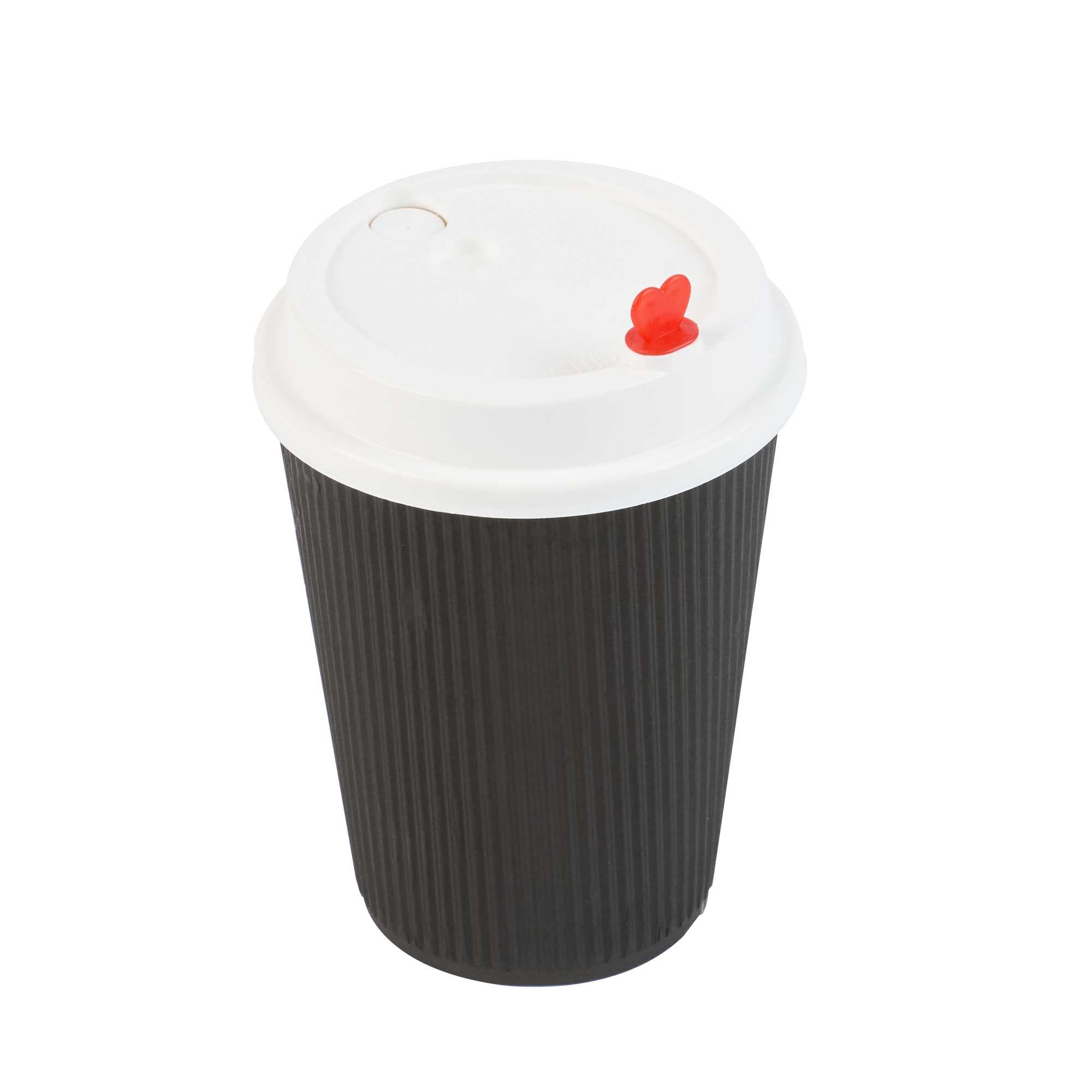 Restpresso White Plastic Coffee Cup Lid - Fits 8, 12, 16 and 20 oz, with Red Heart Plug - 500 count box