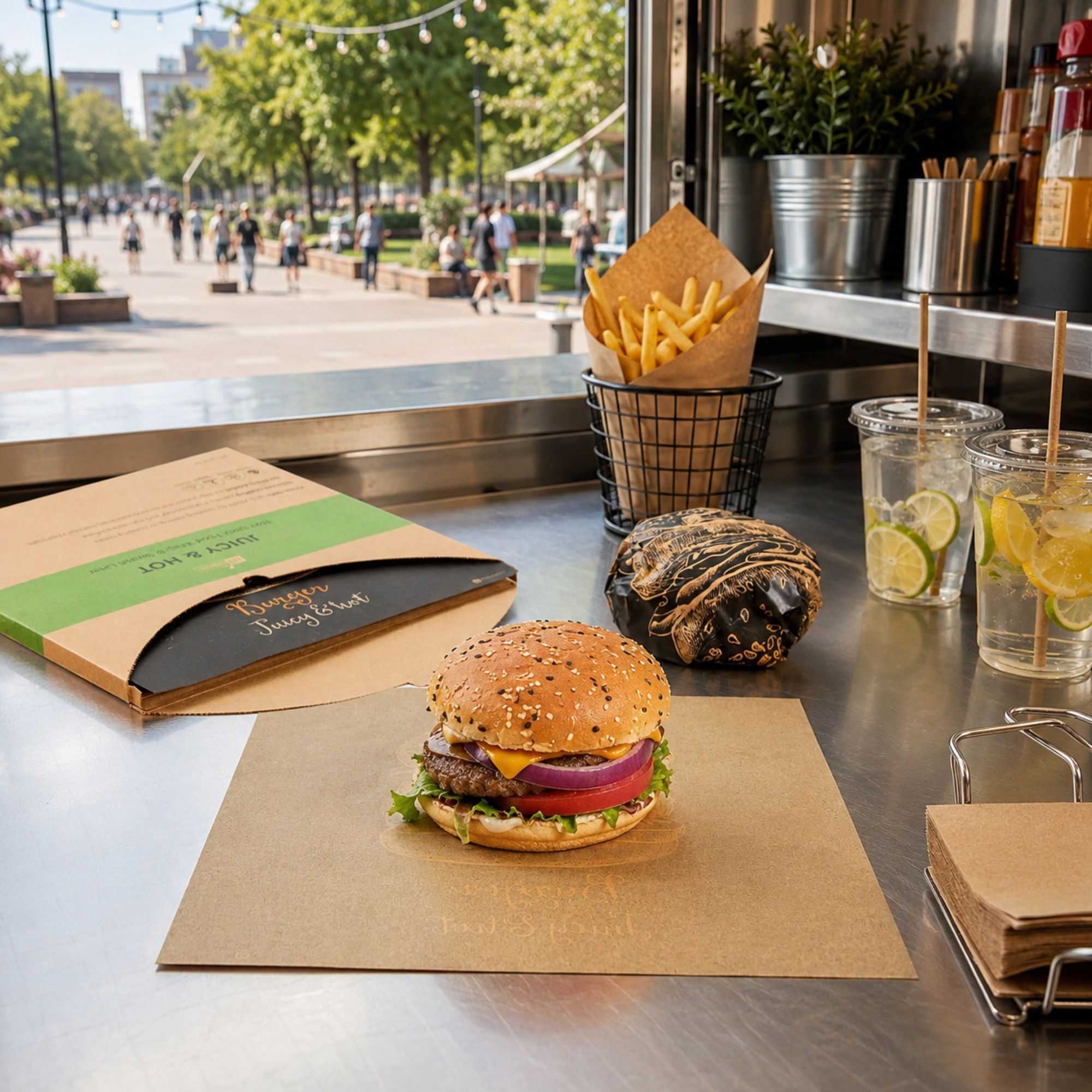 Gastronomia Kraft Paper Burger Wrap and Fry Basket Liner - Juicy and Hot, Greaseproof - 12" x 12" - 500 count box