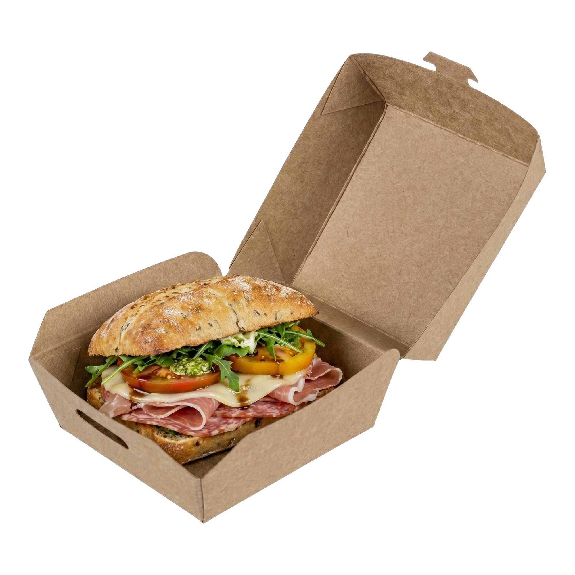 Bio Tek Kraft Paper Mini Burger Box - 2 3/4" x 2 3/4" x 2" - 100 count box