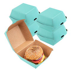 Turquoise Paper Burger Box - Ripple Wall - 4