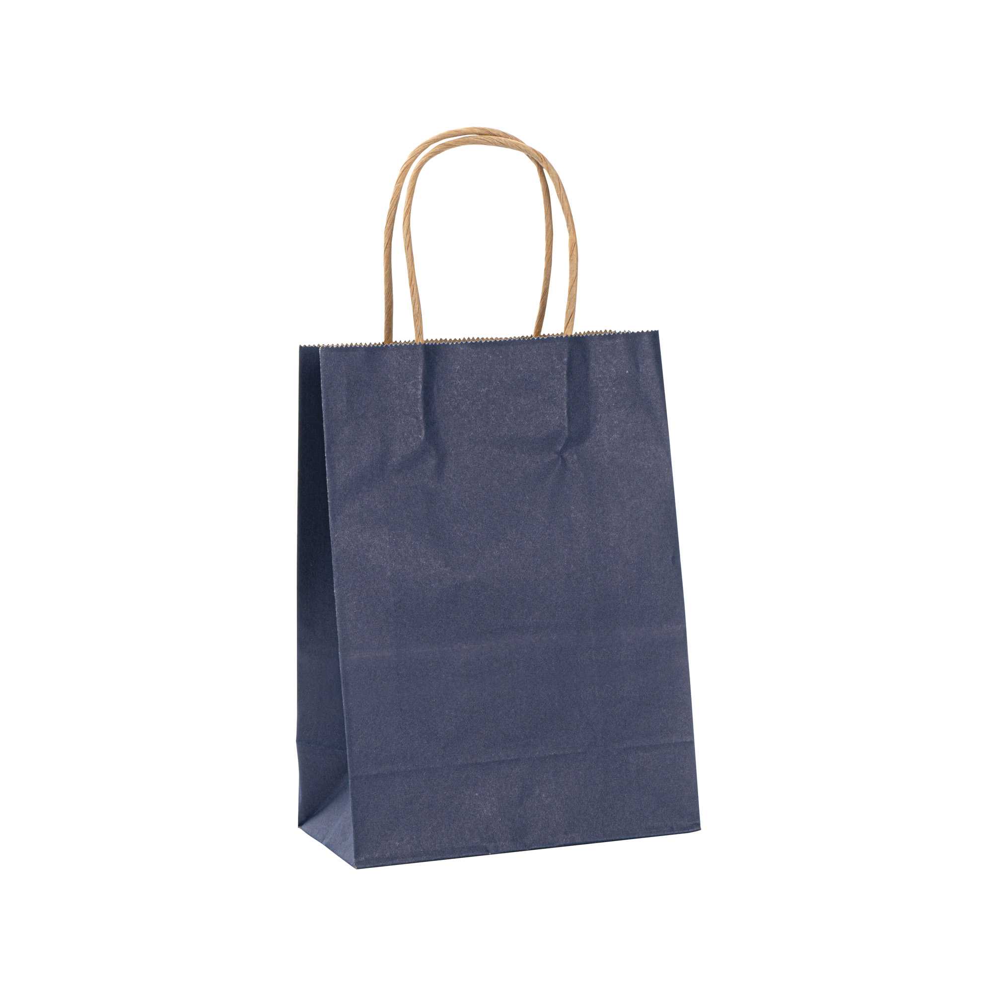 Saving Nature Dark Blue Paper Small Retail Bag - with Handles - 6" x 3 1/4" x 8 1/4" - 100 count box