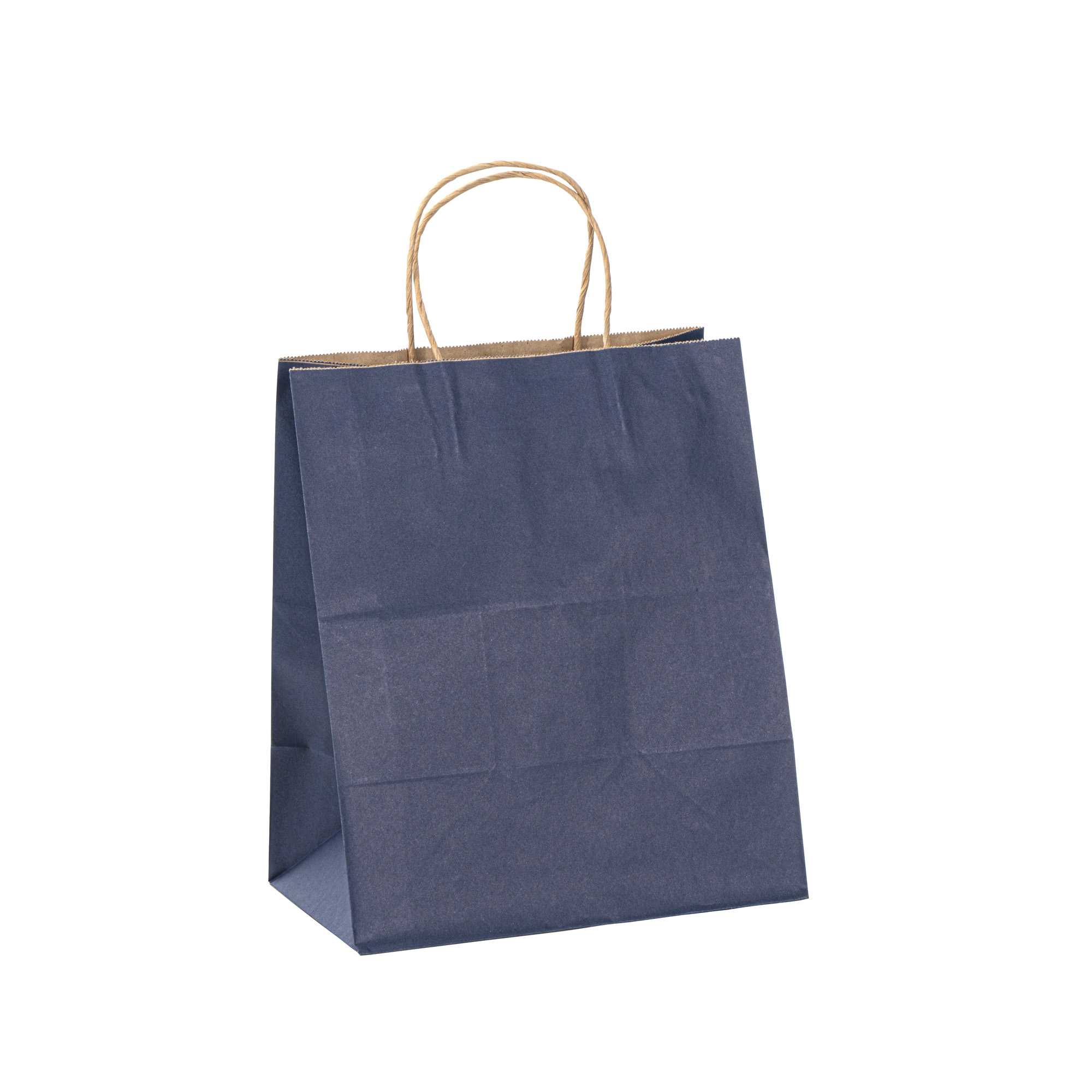 Saving Nature Dark Blue Paper Medium Retail Bag - with Handles - 10" x 6 3/4" x 12" - 100 count box