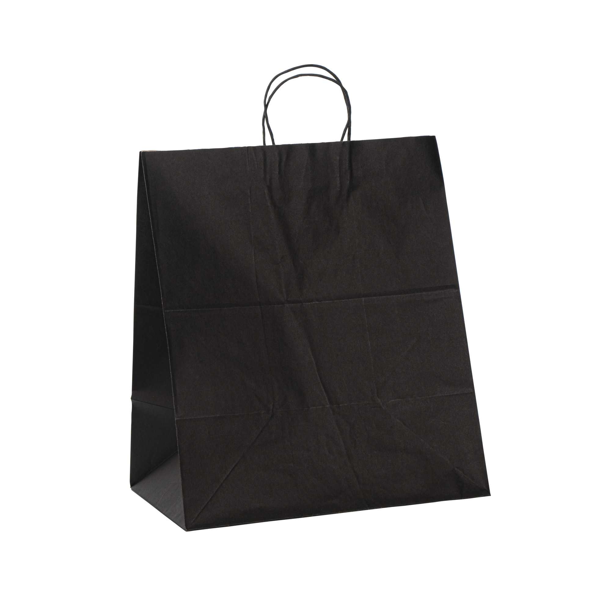 Saving Nature Black Paper Large Retail Bag - with Handles - 16" x 9 3/4" x 17 1/4" - 100 count box
