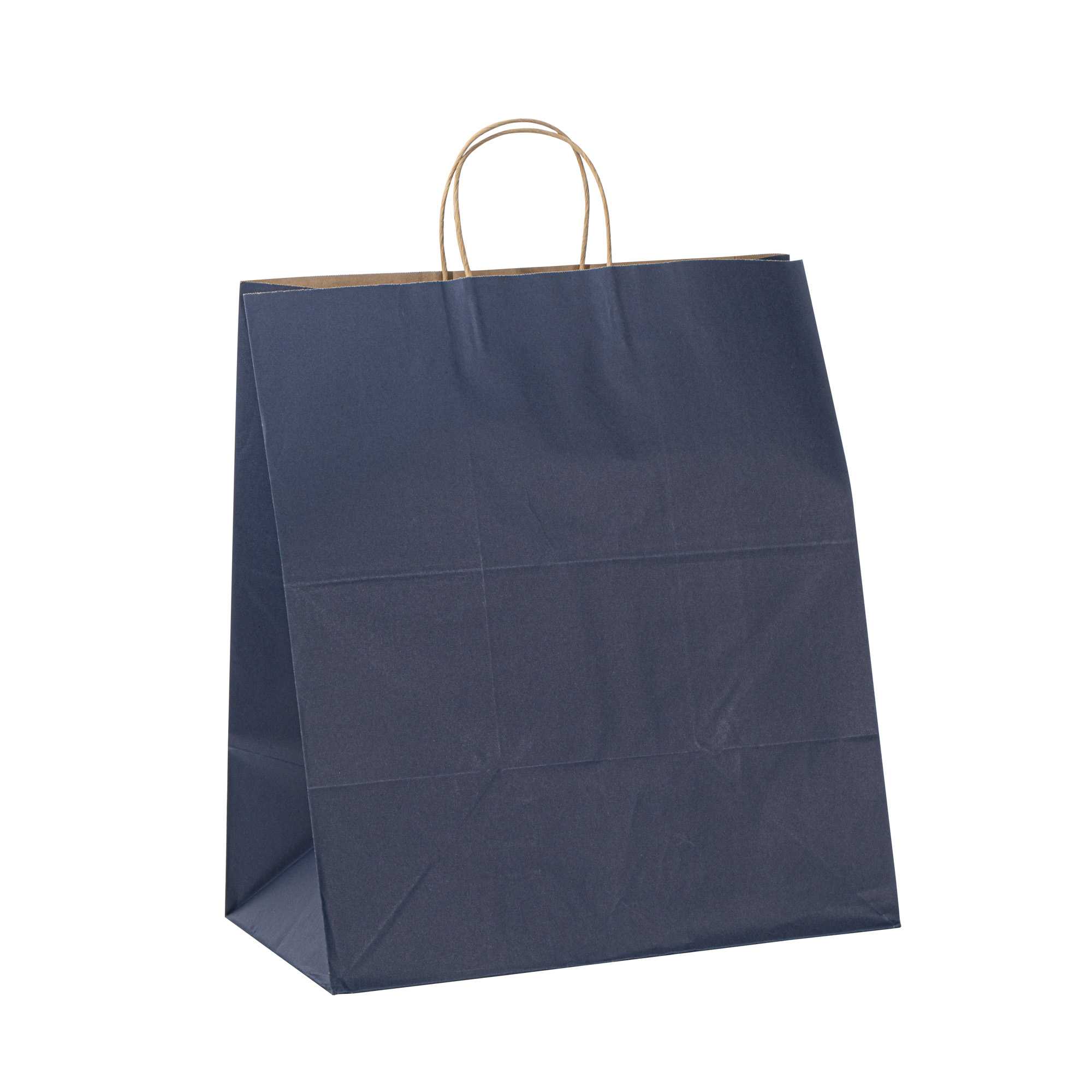 Saving Nature Dark Blue Paper Large Retail Bag - with Handles - 16" x 9 3/4" x 17 1/4" - 100 count box