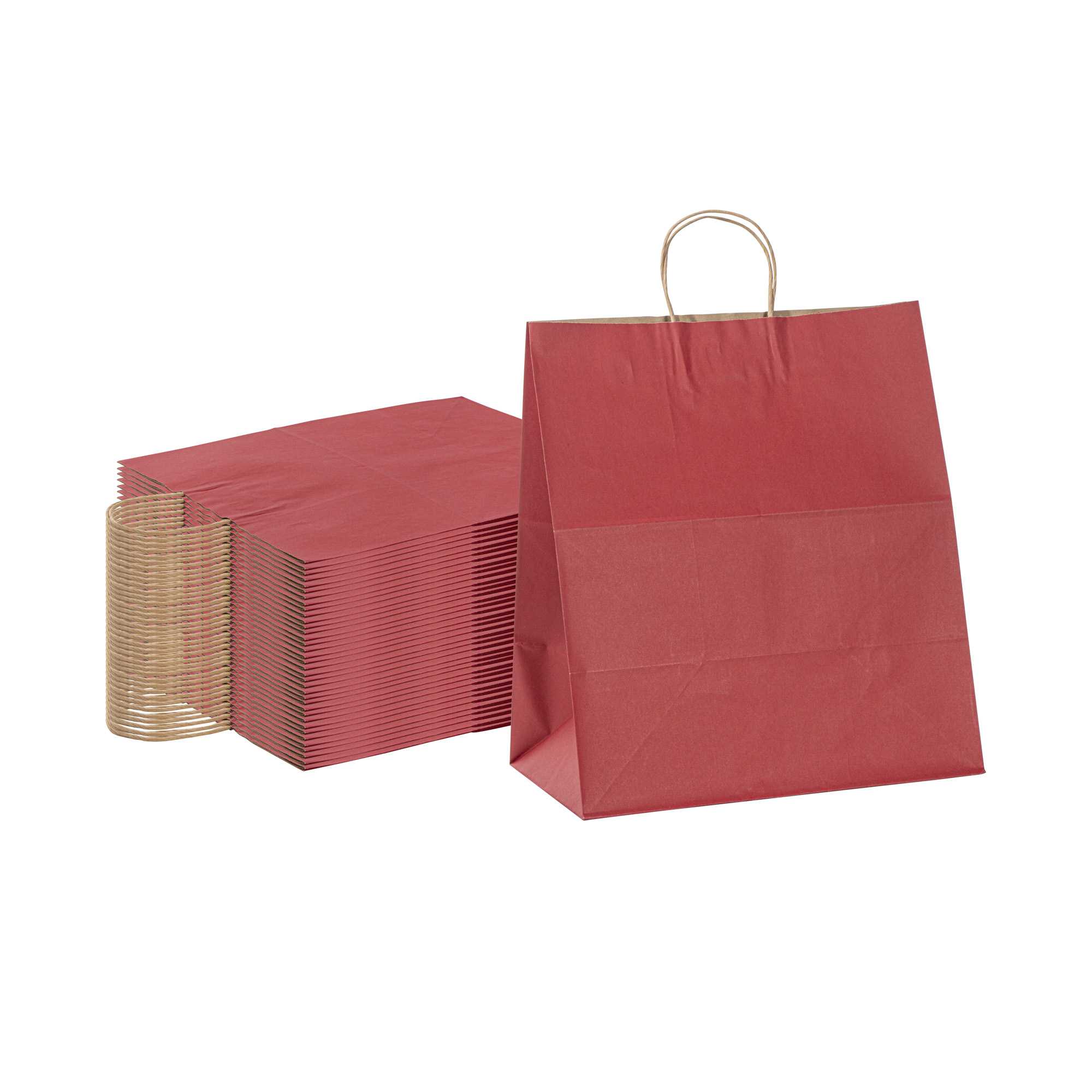 Saving Nature Red Paper Large Retail Bag - with Handles - 16" x 9 3/4" x 17 1/4" - 100 count box
