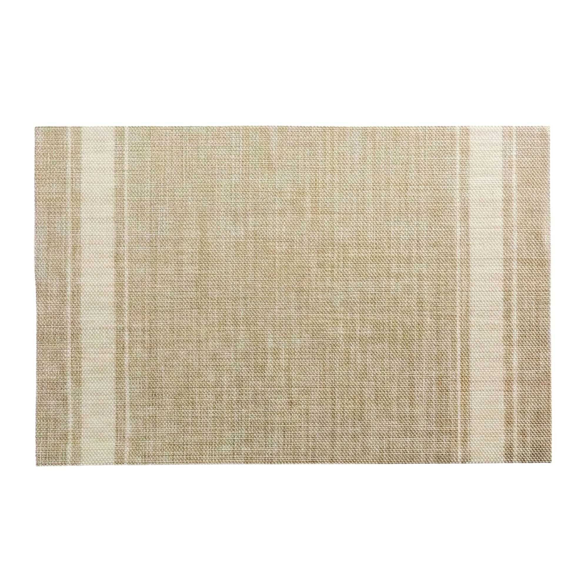 French Countryside Khaki Vinyl Woven Placemat - with Eggshell Stripe - 16" x 12" - 6 count box