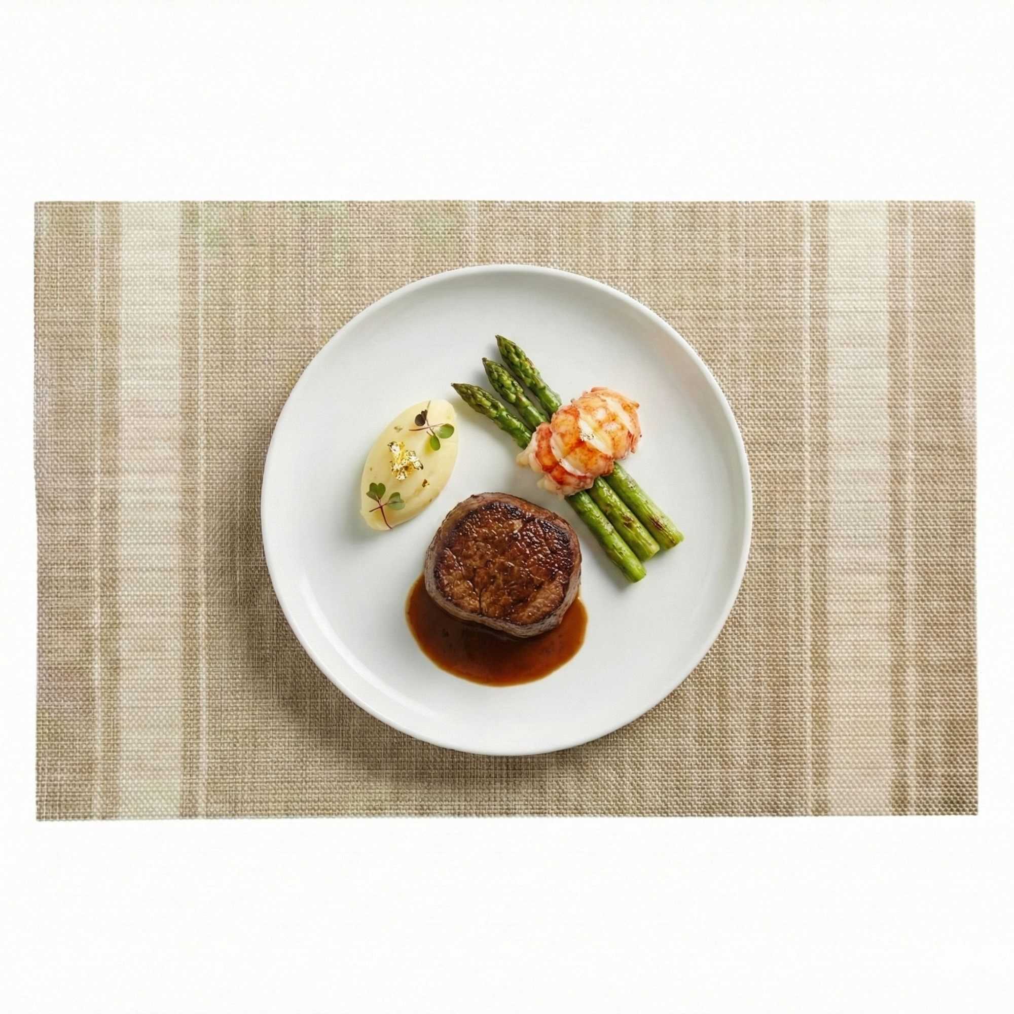 French Countryside Khaki Vinyl Woven Placemat - with Eggshell Stripe - 16" x 12" - 6 count box