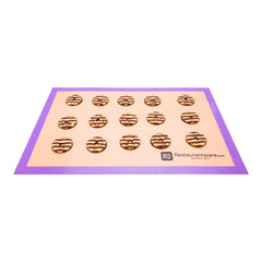 Rectangle Tan and Purple Silicone Full Size Baking Mat - Allergen Safe, Color-Coded - 15 3/4
