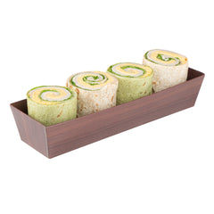 Matsuri Vision Wood Grain Paper Small Maki Sushi Container - 6 1/2
