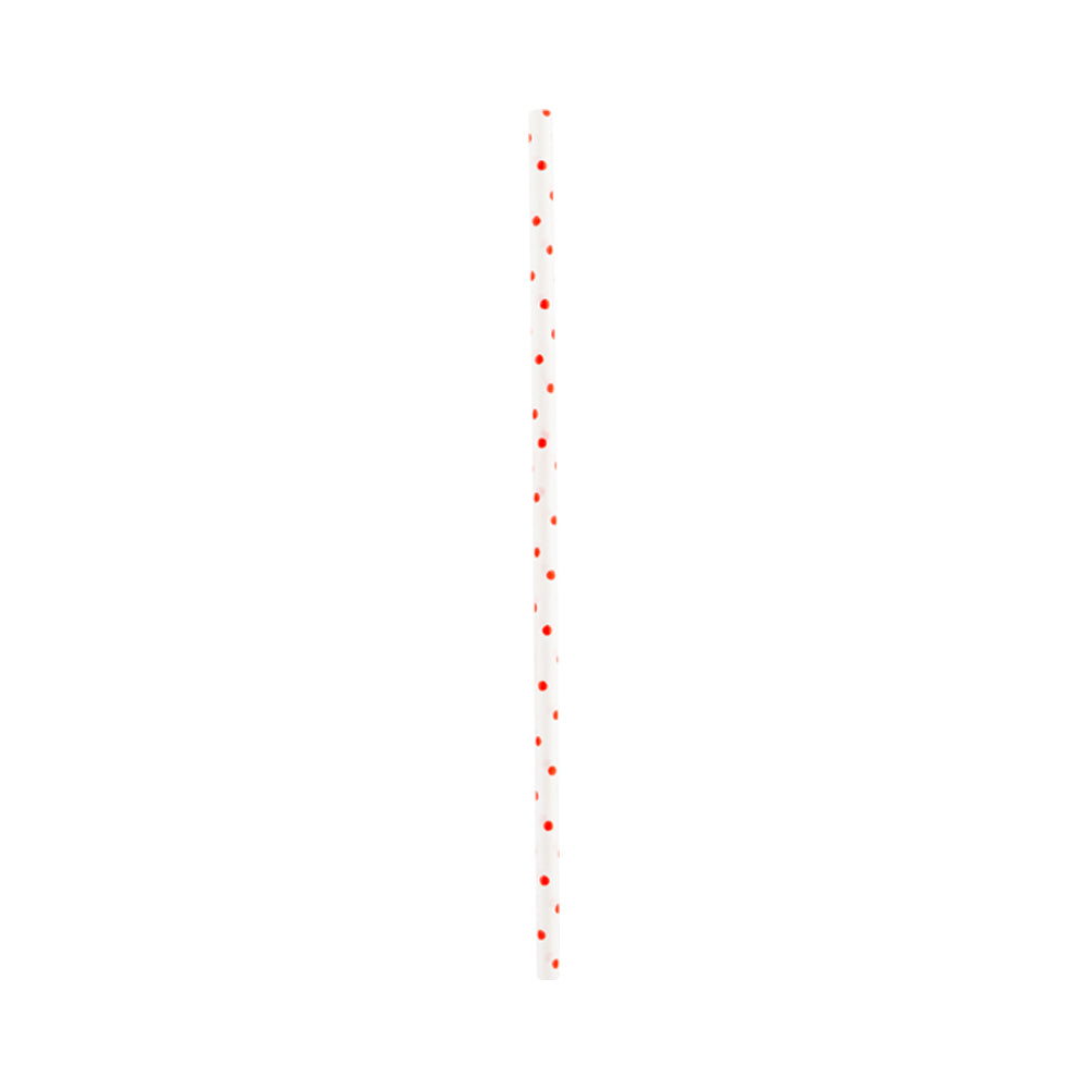 Pastry Tek Red Paper Cake Pop and Lollipop Stick - Polka Dots, Biodegradable - 6" x 5/32" - 100 count box