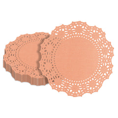 Pastry Tek Round Coral Paper Doilies - Lace - 4