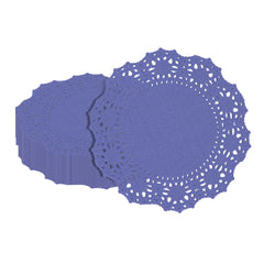 Pastry Tek Round Purple Paper Doilies - Lace - 4