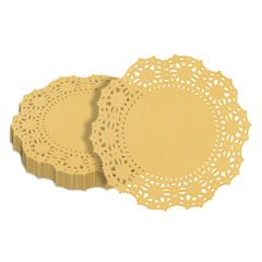 Pastry Tek Round Orange Paper Doilies - Lace - 4