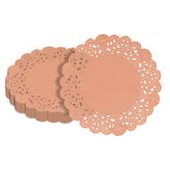 Pastry Tek Round Coral Paper Doilies - Lace - 6