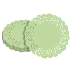 Pastry Tek Round Green Paper Doilies - Lace - 6