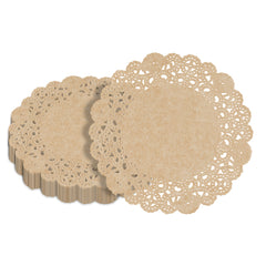 Pastry Tek Round Kraft Paper Doilies - Lace - 6