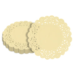 Pastry Tek Round Yellow Paper Doilies - Lace - 6