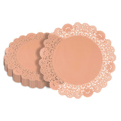 Pastry Tek Round Coral Paper Doilies - Lace - 12
