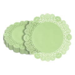 Pastry Tek Round Green Paper Doilies - Lace - 12