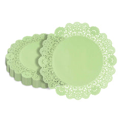 Pastry Tek Round Green Paper Doilies - Lace - 12