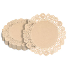 Pastry Tek Round Kraft Paper Doilies - Lace - 12