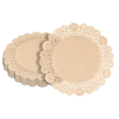 Pastry Tek Round Kraft Paper Doilies - Lace - 12