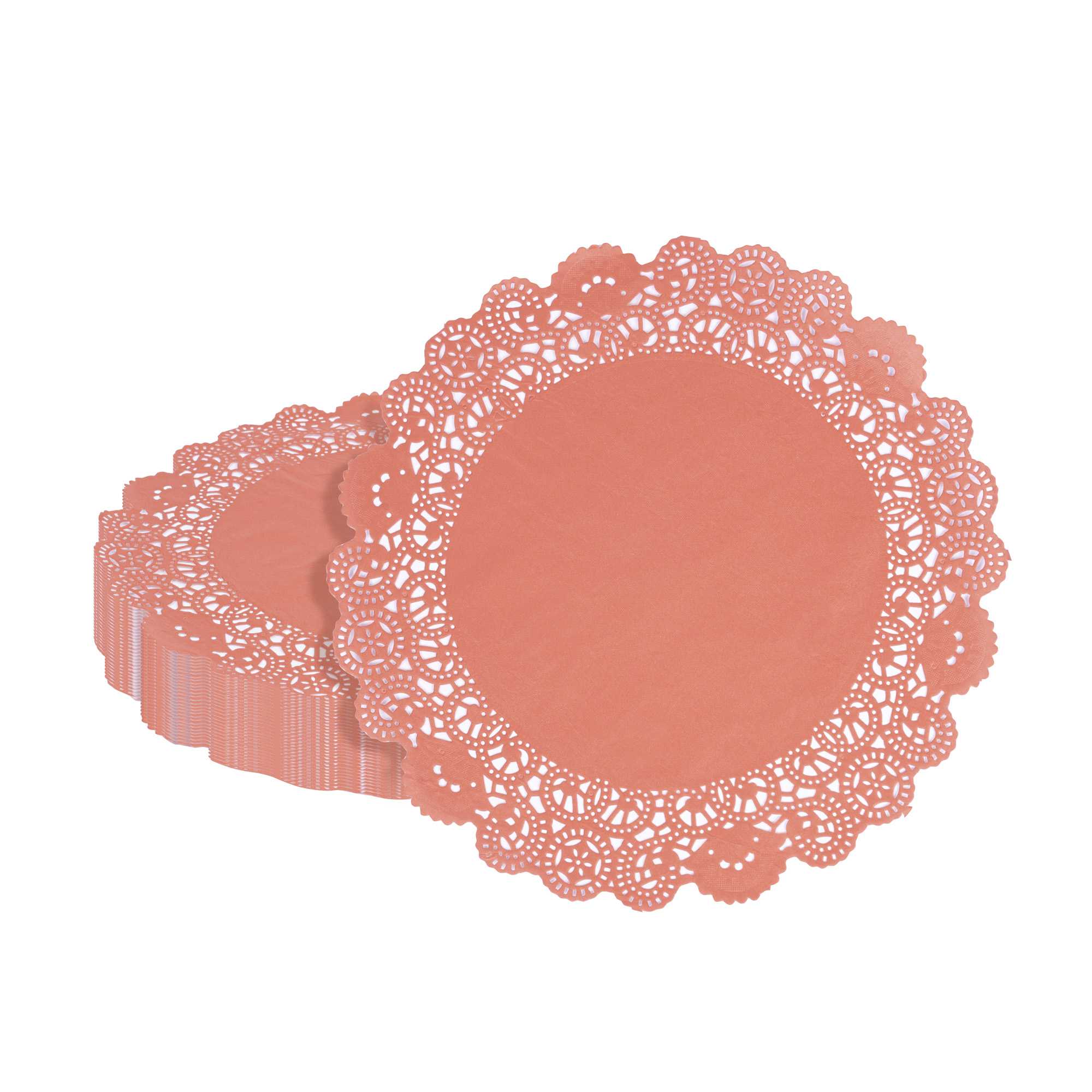 Pastry Tek Round Red Paper Doilies - Lace - 12" x 12" - 4000 count box
