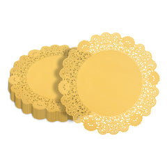 Pastry Tek Round Orange Paper Doilies - Lace - 12
