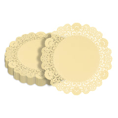 Pastry Tek Round Yellow Paper Doilies - Lace - 12