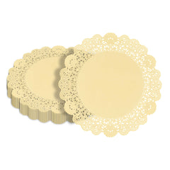 Pastry Tek Round Yellow Paper Doilies - Lace - 12