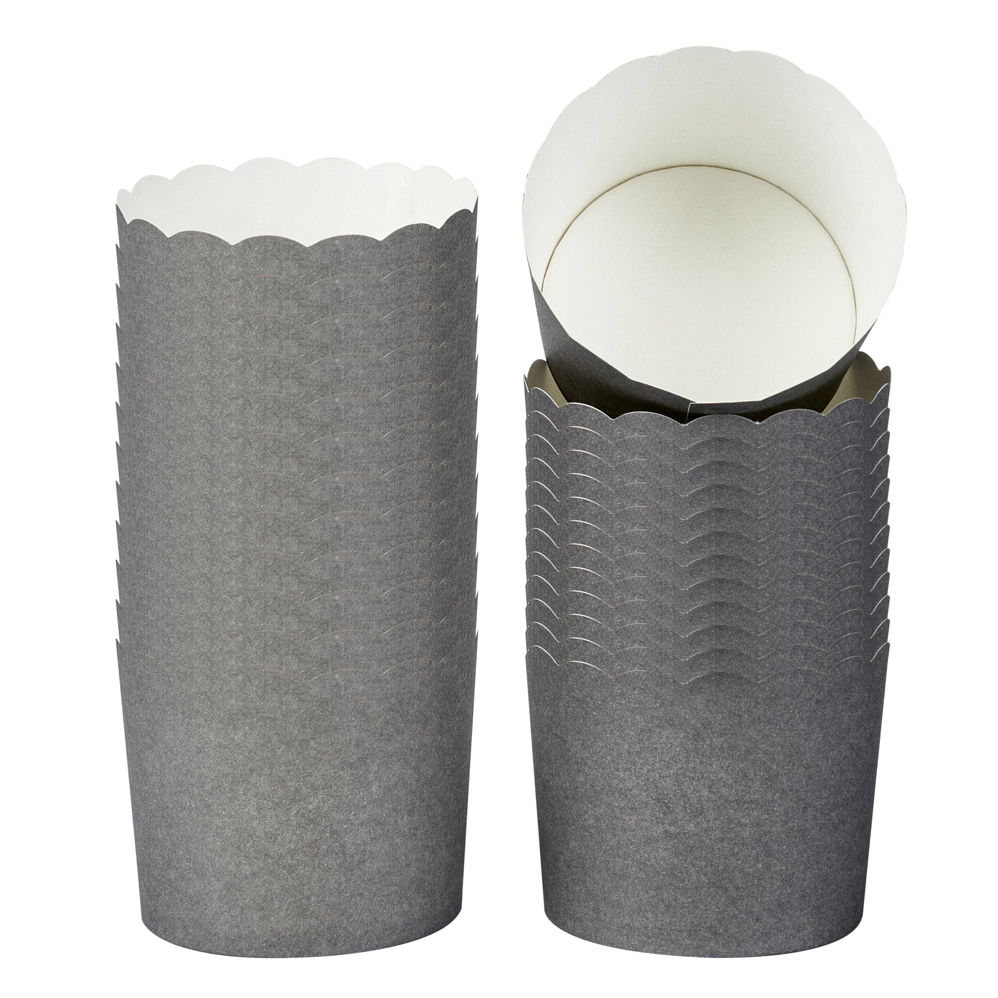 Panificio 6 oz Round Gray Paper Classic Baking Cup - Scalloped - 2 3/4" x 2 3/4" x 2 1/4" - 200 count box