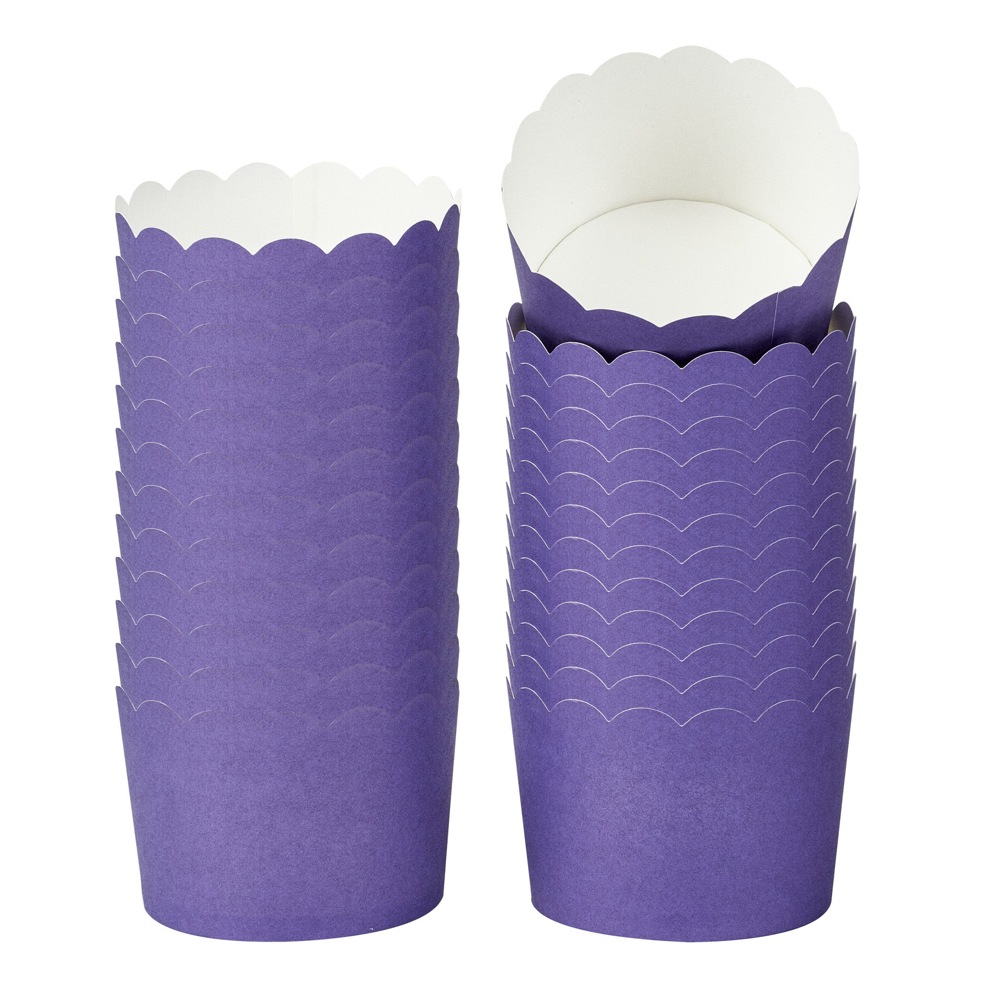 Panificio 10 oz Round Purple Paper Jumbo Baking Cup - Scalloped - 3 1/2" x 3 1/2" x 2 1/2" - 200 count box