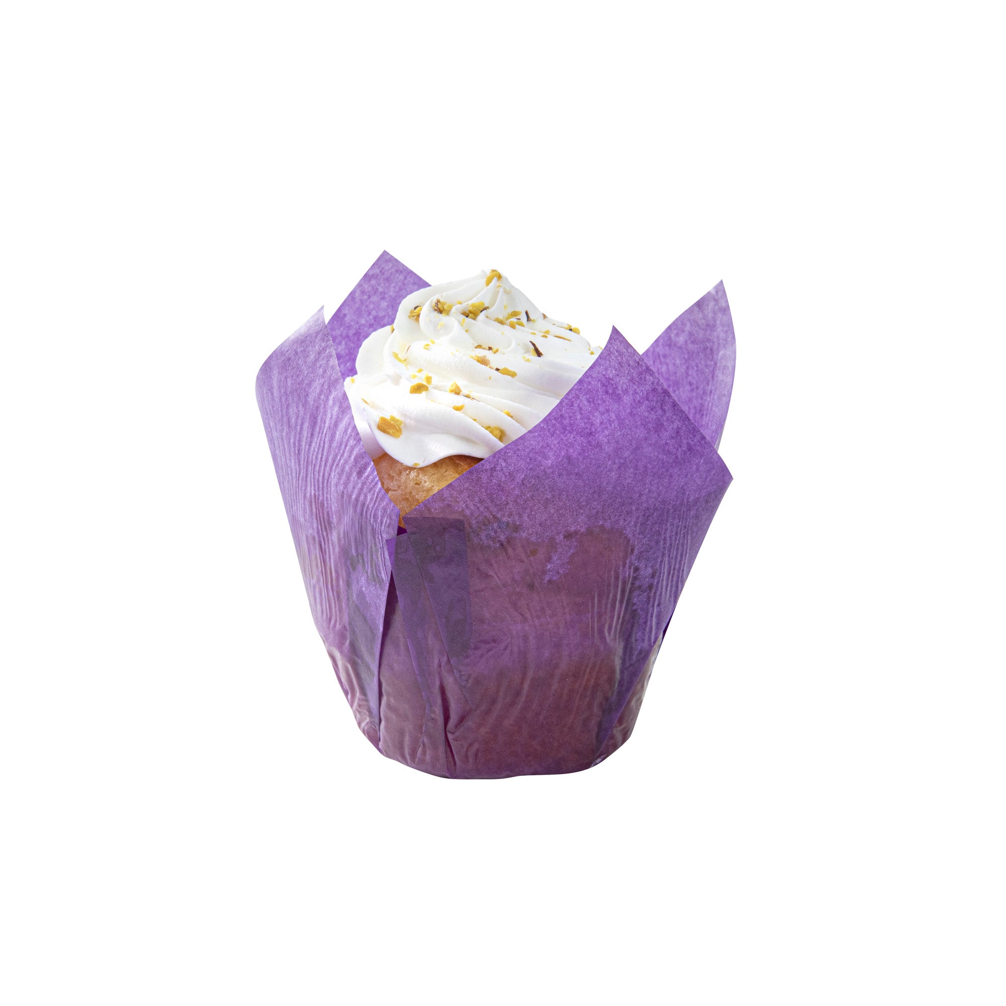 Panificio 4 oz Violet Paper Tulip Baking Cup - Greaseproof - 3 1/2" x 3 1/2" x 3 1/2" - 200 count box