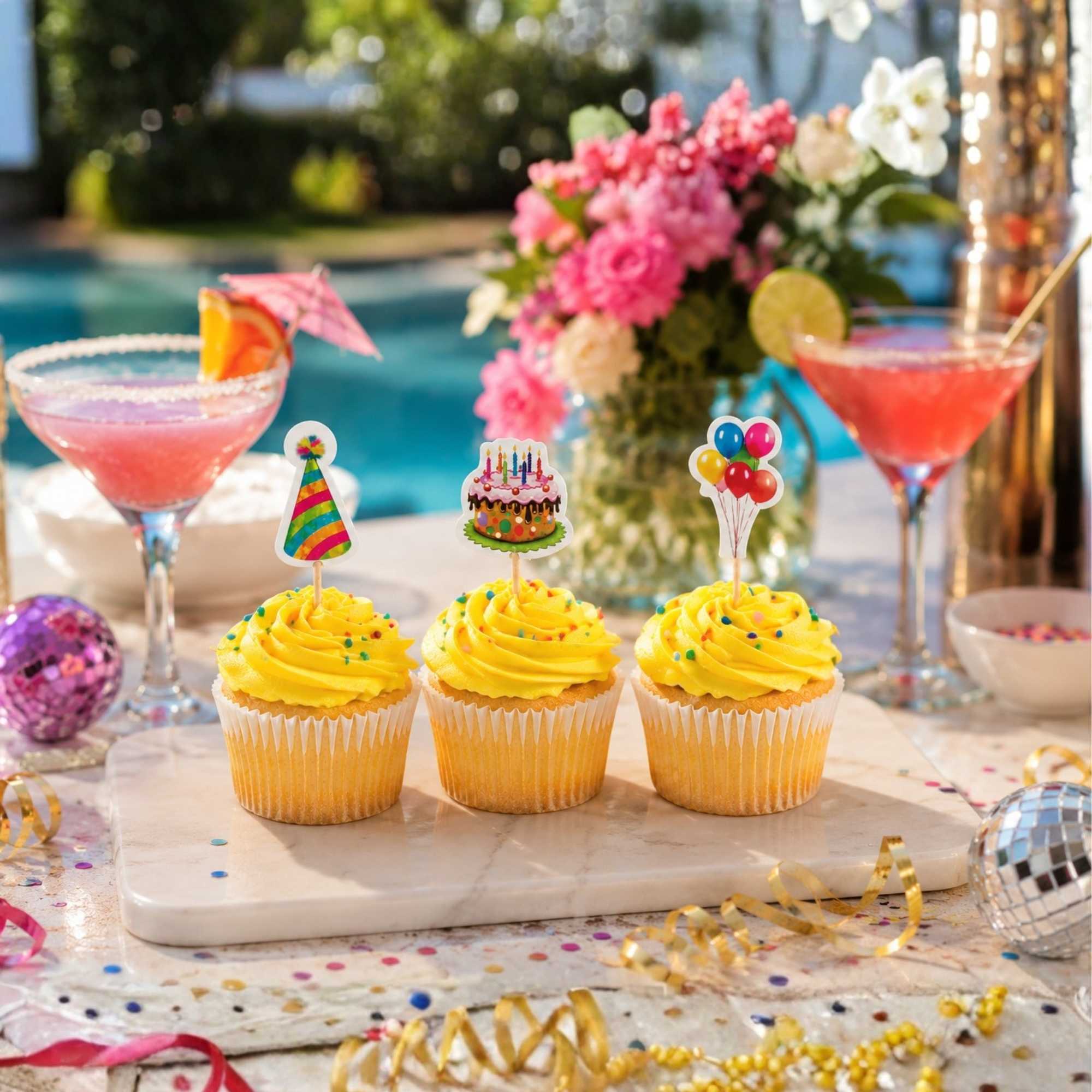 Top Cake Assorted Paper Birthday Cake Topper - 3 1/2" x 1 1/4" - 24 pieces