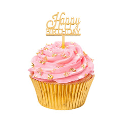 Top Cake Gold Acrylic Classic Happy Birthday Cake Topper - Mirrored - 3