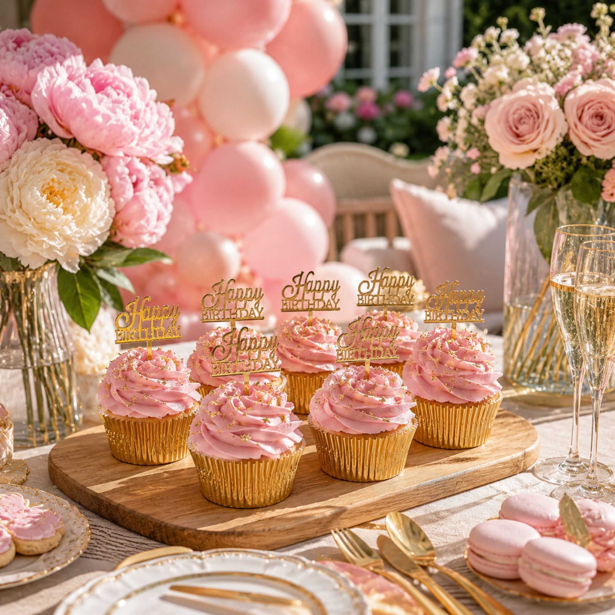 Top Cake Gold Acrylic Classic Happy Birthday Cake Topper - Mirrored - 3" x 1 1/2" - 10000 count box