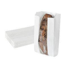 Bag Tek White Paper Bread Bag - Micro-Perforated, Greaseproof, Wheat Pattern - 5 3/4