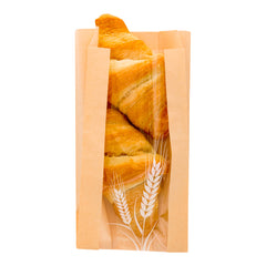 Bag Tek Brown Paper Bread Bag - Micro-Perforated, Greaseproof, Wheat Pattern - 4 1/2
