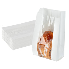 Bag Tek White Paper Bread Bag - Micro-Perforated, Greaseproof, Wheat Pattern - 4 1/2