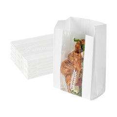 Bag Tek White Paper Bread Bag - Micro-Perforated, Greaseproof, Wheat Pattern - 4 3/4