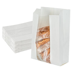 Bag Tek White Paper Bread Bag - Micro-Perforated, Greaseproof, Wheat Pattern - 6