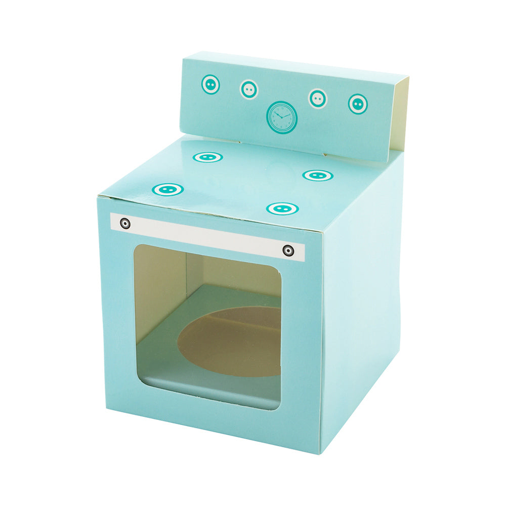 Pastry Tek Square Blue Paper Mini Oven Cupcake Window Box - Fits 1 - 3 1/2" x 3 1/2" x 3 1/2" - 100 count box