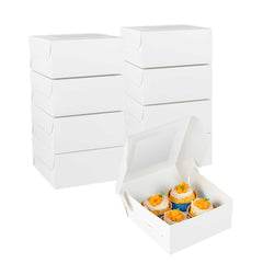 Cafe Vision Square White Cupcake Window Box - Fits 4 - 6 1/4