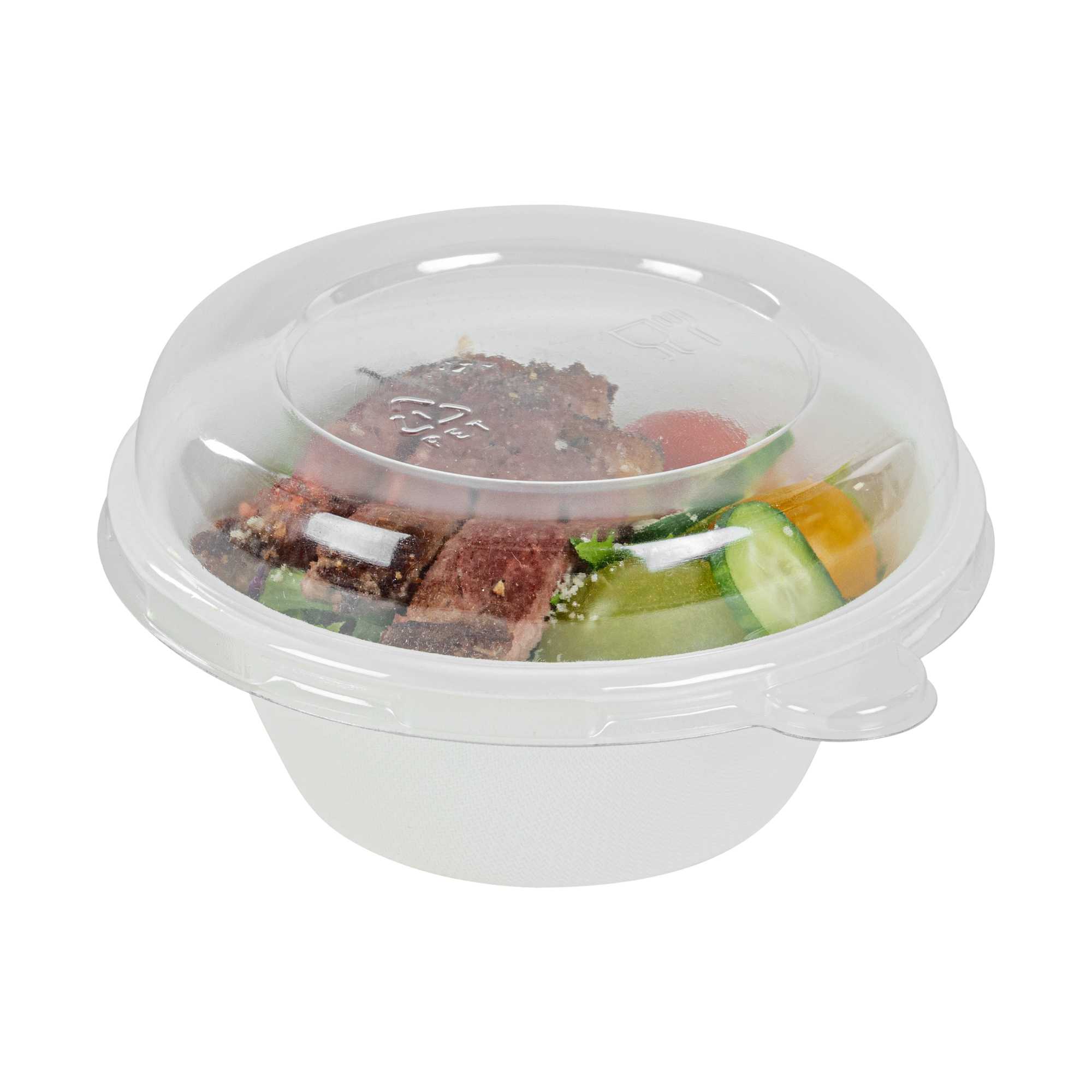 Pulp Tek Round Clear Plastic Dome Lid - Fits 8 oz Bagasse Salad Bowl - 600 count box