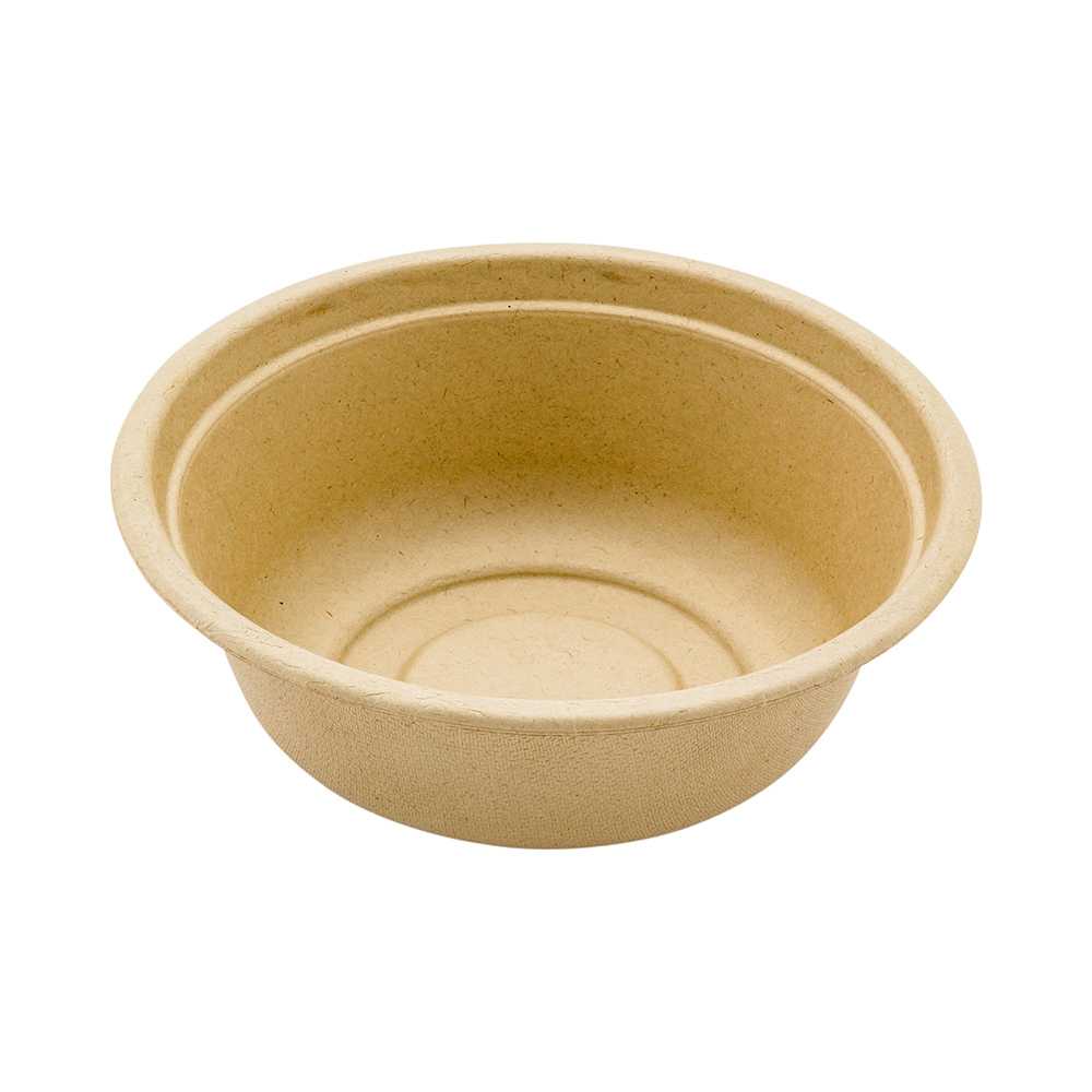 Pulp Tek 18 oz Round Natural Sugarcane / Bagasse Salad Bowl - 6 1/4" x 6 1/4" x 1 3/4" - 300 count box