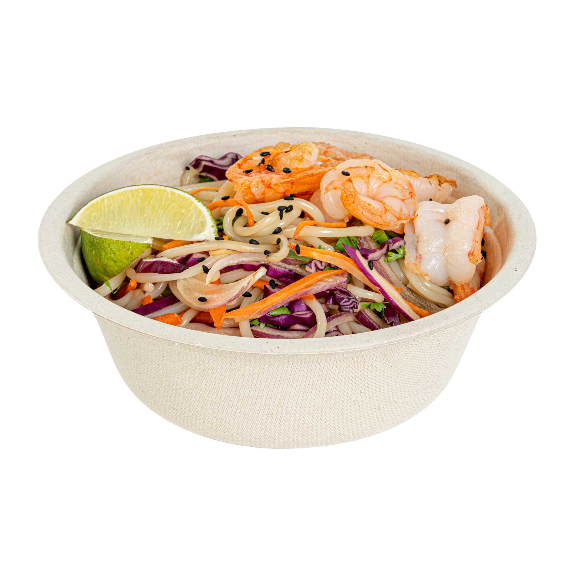 Pulp Tek 18 oz Round Natural Sugarcane / Bagasse Salad Bowl - 6 1/4" x 6 1/4" x 1 3/4" - 300 count box