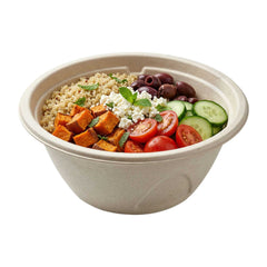Pulp Tek 32 oz Round Natural Sugarcane / Bagasse Salad Bowl - 7