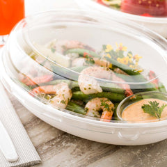 Pulp Tek Oval Clear Plastic Dome Lid - Fits 26 oz Bagasse Salad Plate - 200 count box